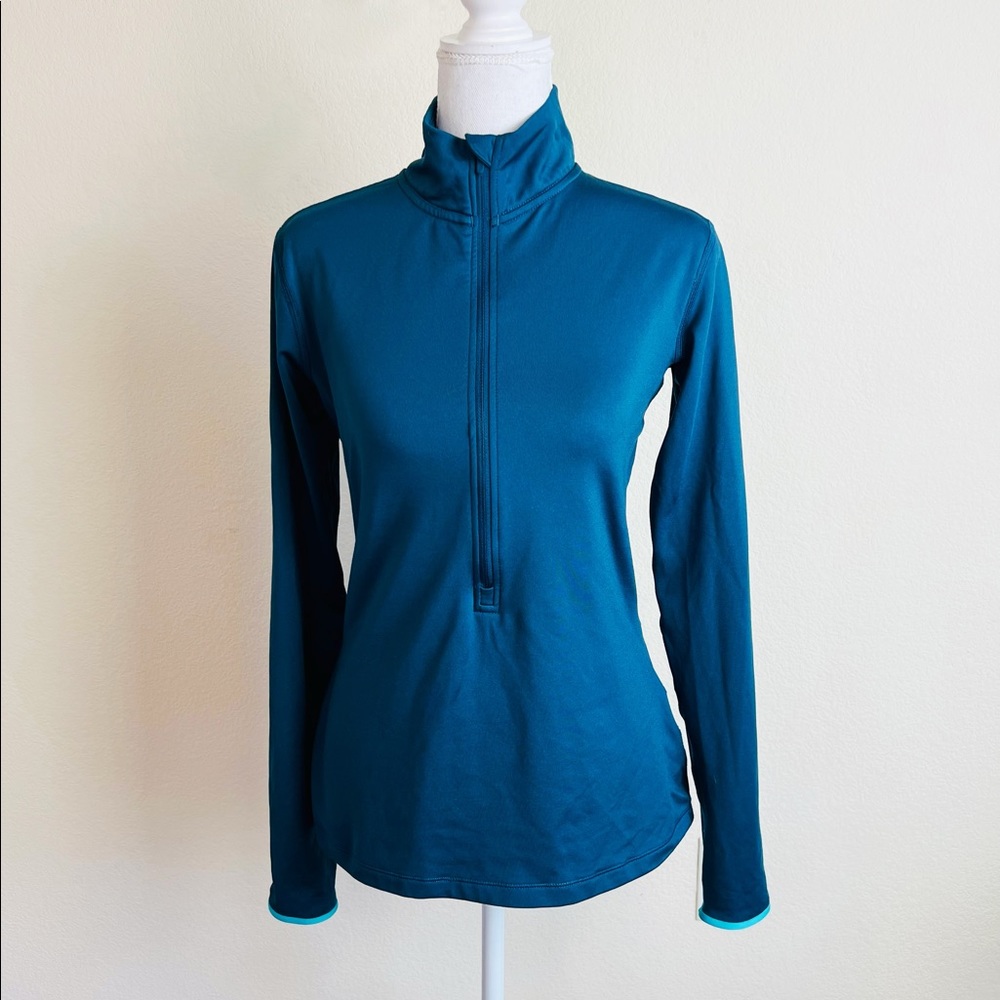 Nike Pro Dri-Fit Teal & Tiffany Blue Thermal Half-Zip Long Sleeve Active Top